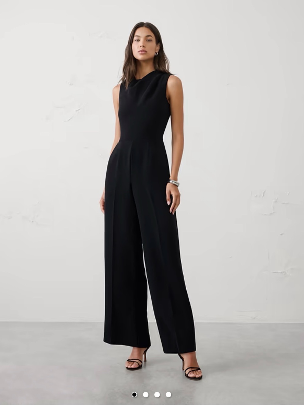 Sleeveless Wide-Leg Cowl Neck Jumpsuit in White